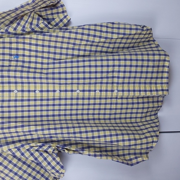 U.S. Polo Assn. Mens Yellow and Blue Plaid Shirt Shortsleeve Preppy Dress Sz.4XL - Picture 4 of 8